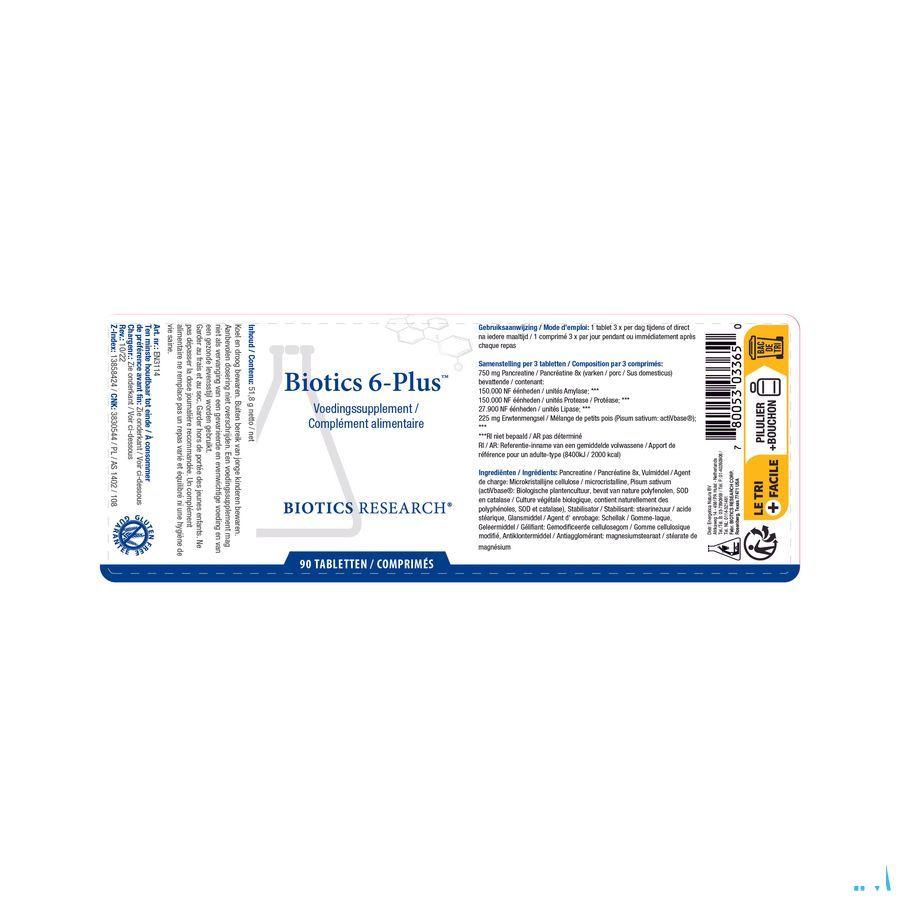 Biotics 6-Plus 90 comprimés  -  Energetica Natura