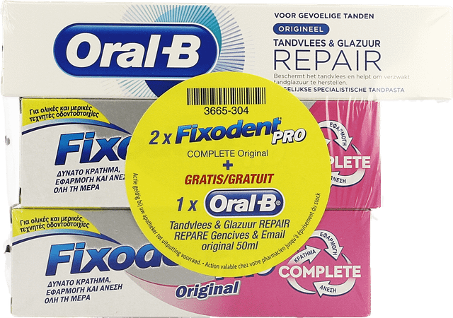 Fixodent Pro Compl.Orig 2X47Gr + Oral-Brepair 50ml