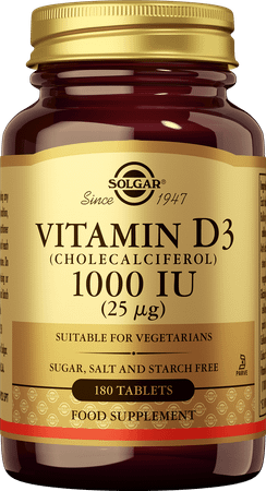 Solgar Vitamin D-3 25mcg/1000IETabletten 180  -  Solgar Vitamins