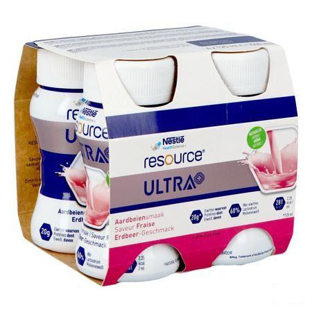 Resource Ultra+ Aardbeiensmaak 4X125 ml