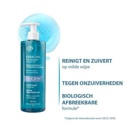 Ducray Keracnyl Gel Moussant 400 ml  -  Ducray Benelux