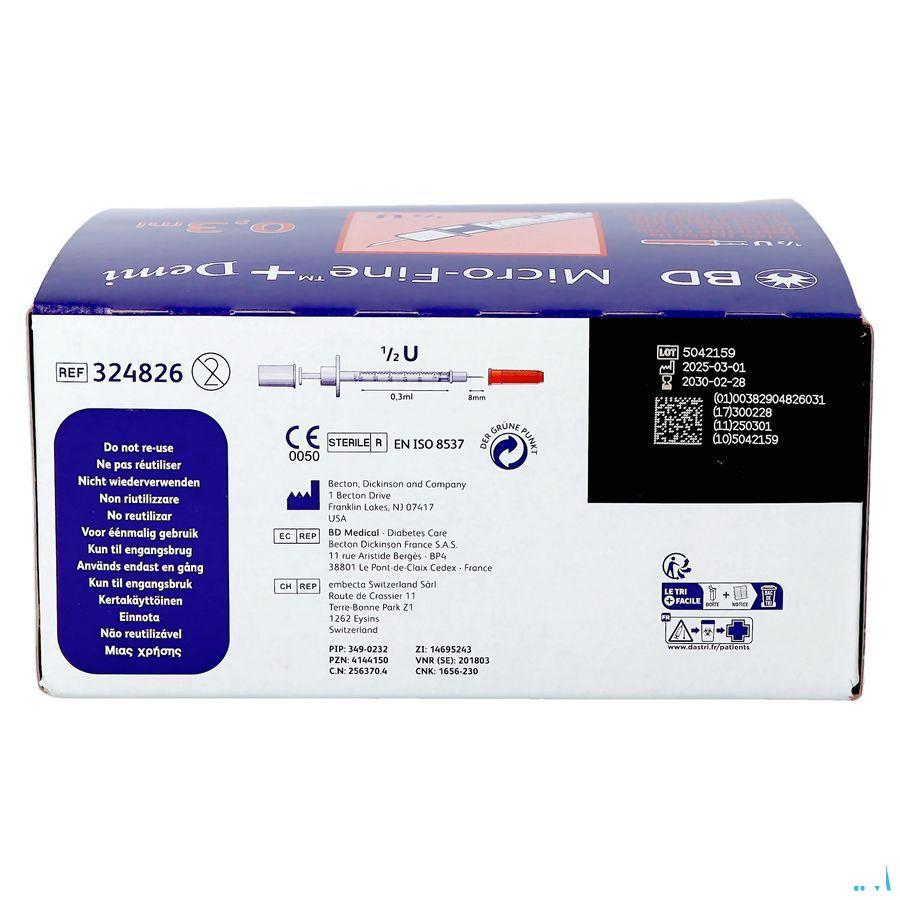 Bd Microfine+ Ser.Ins.Demi 0,3  ml 30G 8Mm100 324826