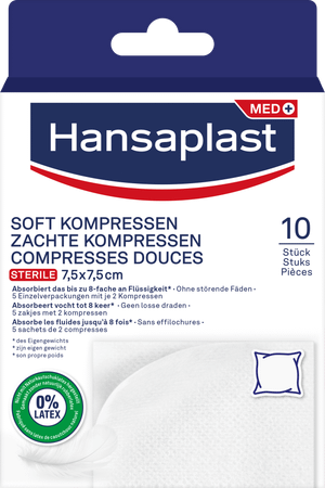 Hansaplast Soft Compress 7,5Cm x 7,5Cm 10