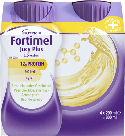 Fortimel Jucy Plus Peer Vlierbloes. 4 x 200 ml 185088