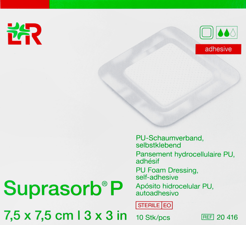 Suprasorb P SchuimVerband Pu Wcl 7,5X 7,5cm 10 20416
