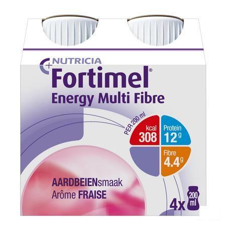 Fortimel Energy Multi Fibre Aardbei 4x200 ml  -  Nutricia