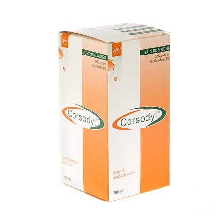 Corsodyl 2 mg/ml Solution Bain Bouche 200 ml
