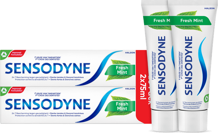 Sensodyne Fresh Mint Dentifrice Tube 2 x 75 ml