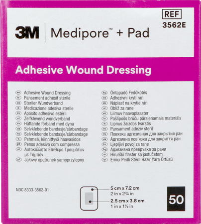 Medipore + Pad 3m 5x 7,2cm 50 3562e  -  3M