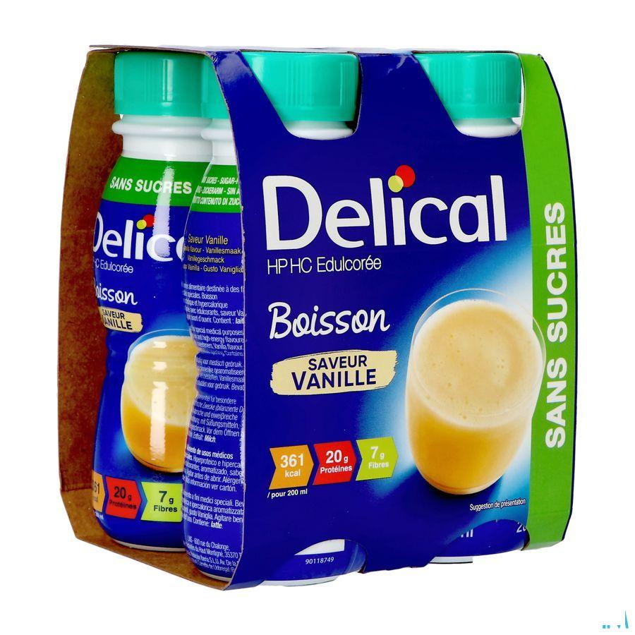 Delical Melkdrank Z/Suiker Vanille 4X200 ml