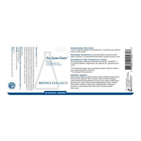 Biotics Zn-Zyme Forte 100 comprimés  -  Energetica Natura