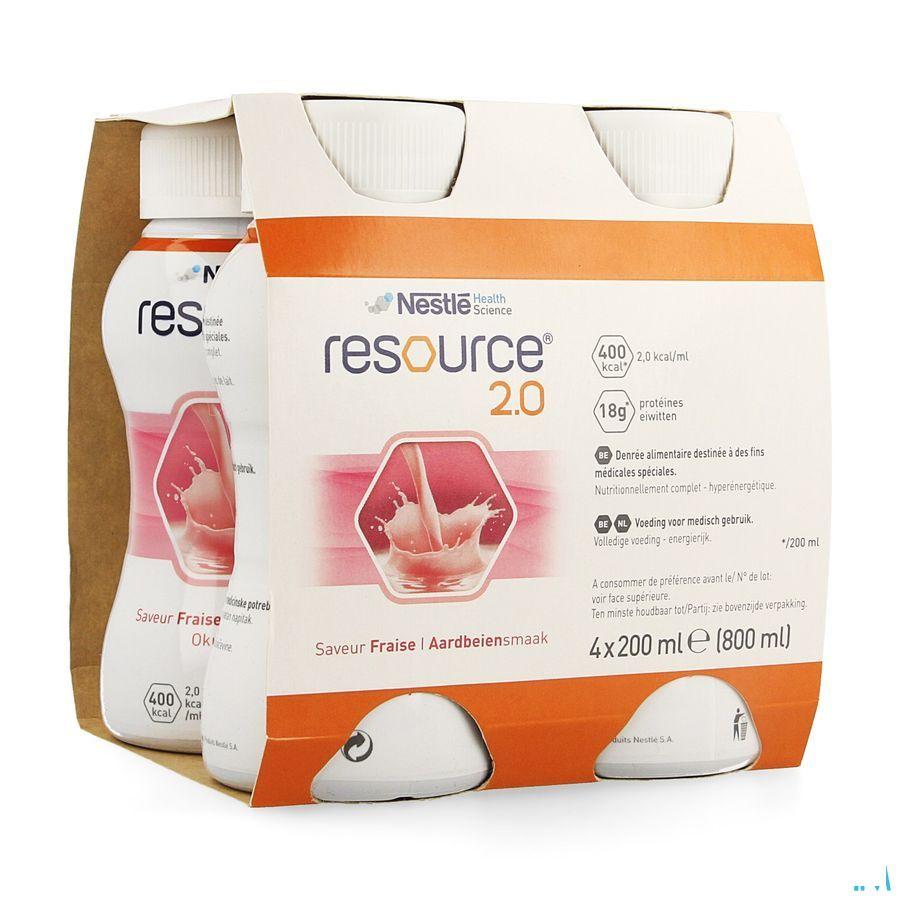 Resource 2.0 Aardbei 4x200 ml 12100544  -  Nestle