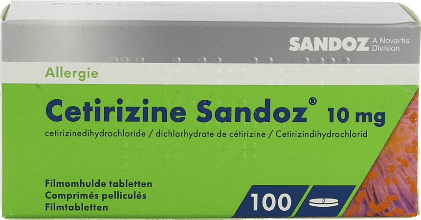 Cetirizine Sandoz Comprimes 100 X 10 mg 