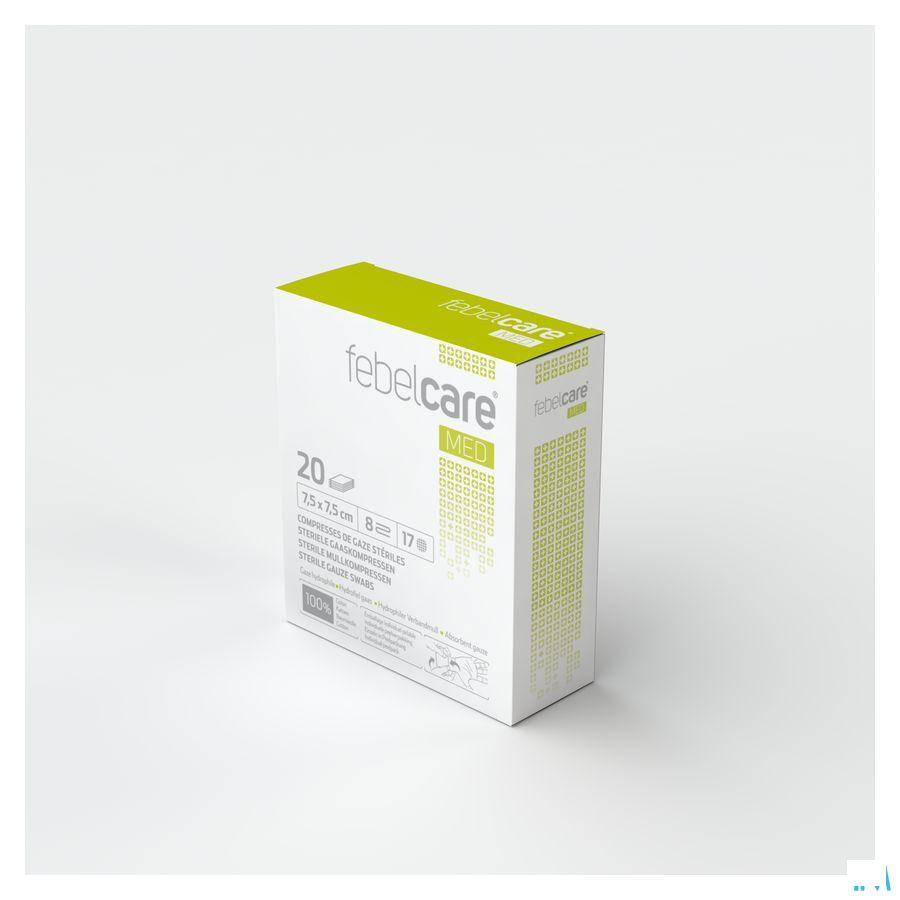 Febelcare Gaaskompres Steriel 7,5x 7,5cm 20x1