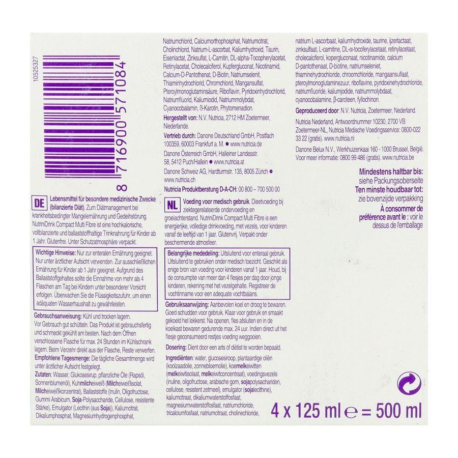 Nutrinidrink Compact Multi Fibre Neutraal 4x125 ml  -  Nutricia