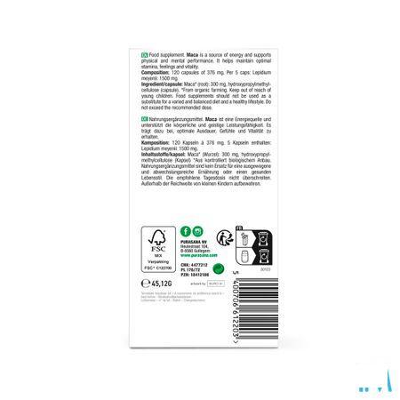 Purasana Vegan Maca 300Mg Bio V-Caps 120
