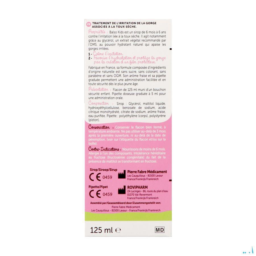 Balso Kids Hoestsiroop Z/Suiker 125ml + Pipet