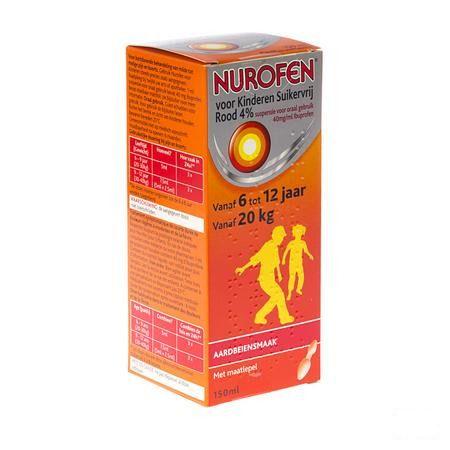 Nurofen Enfant sans sucre 4% Fraise Suspension Buvable 150 ml