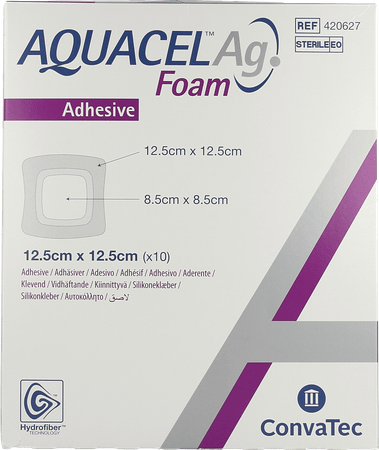 Aquacel Ag Foam Adhesif 12,5X12,5Cm 10