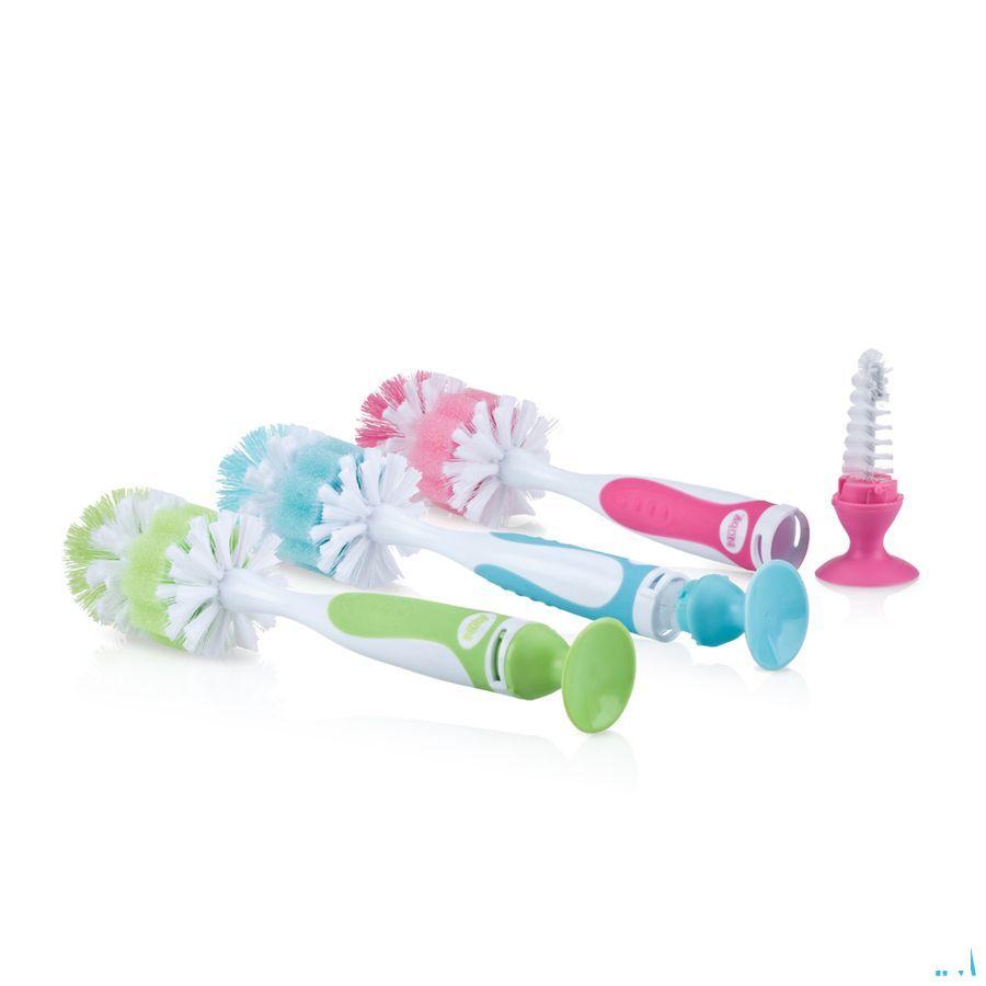 Nuby Flessenborstel Met Kleinere Speenborstel En Zuignap  -  New Valmar
