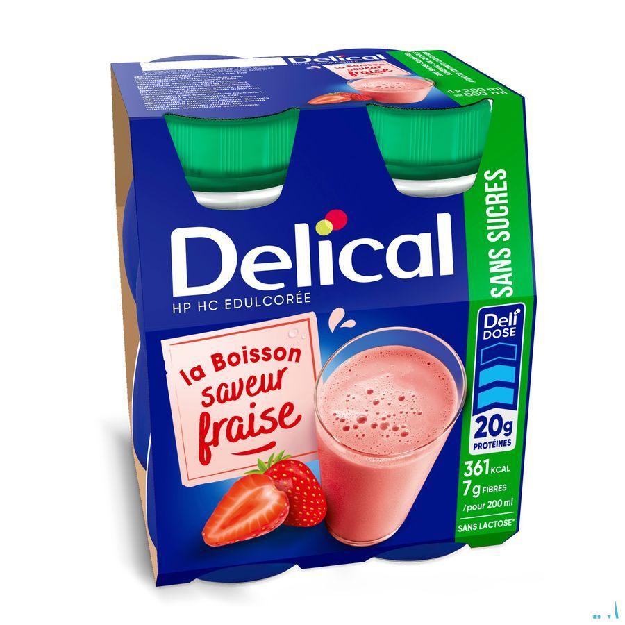 Delical Melkdrank Z/Suiker Aardbei 4X200 ml