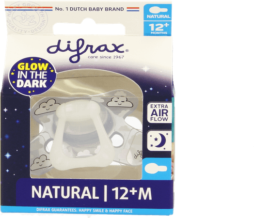 Difrax Fopspeen Natural 12 + Nacht  -  Difrax