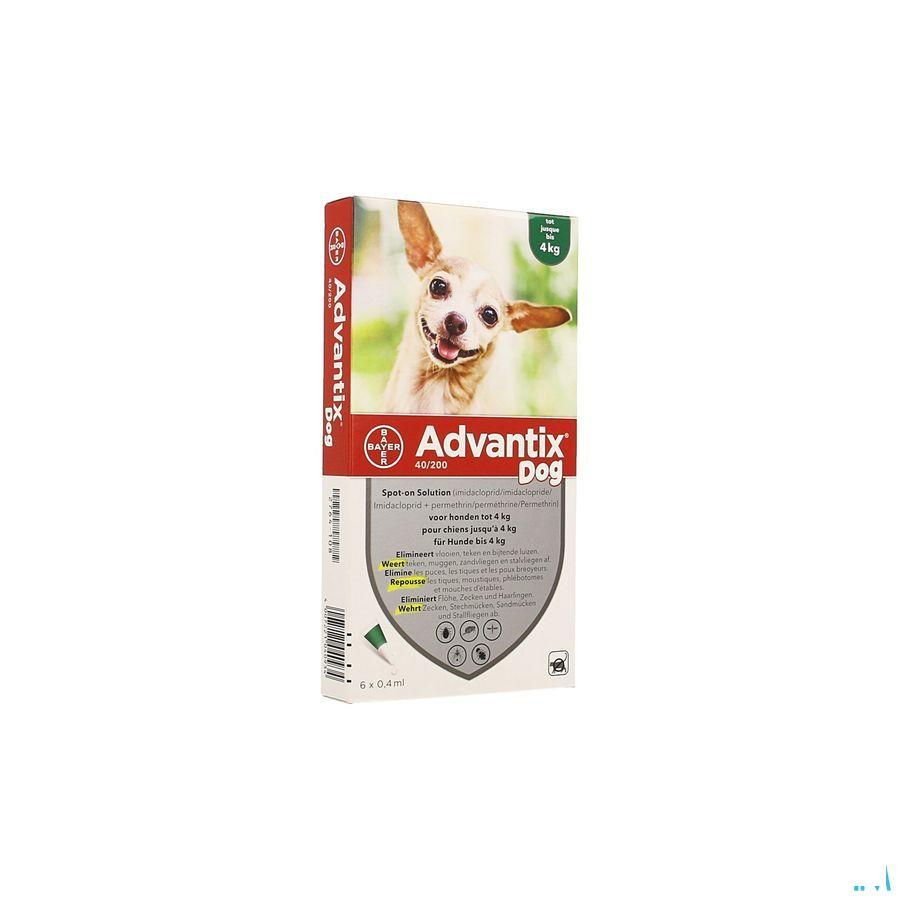 Advantix 40 - 200 Honden < 4kg Flacon 6x0,4 ml