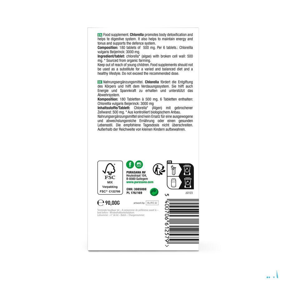 Purasana Chlorella Broken Cell Wall Bio Comprimes 180