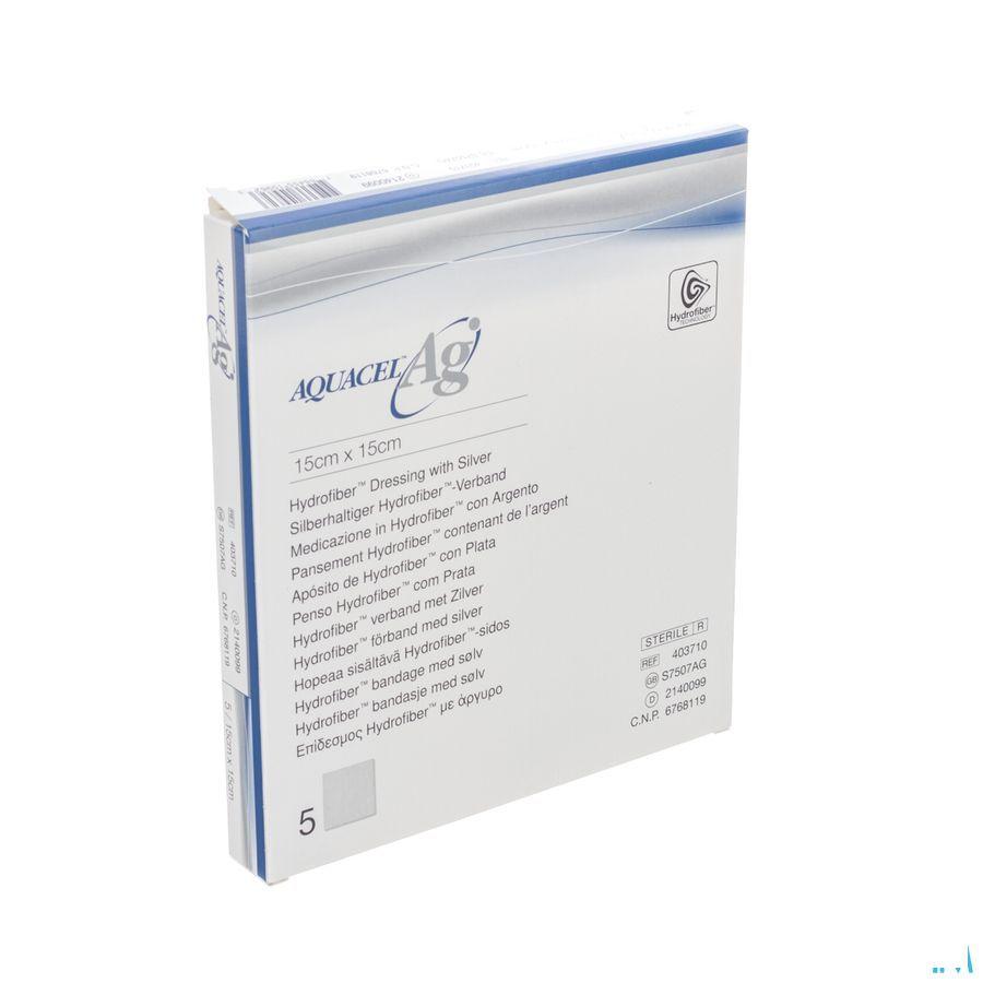 Aquacel Ag Pansement Hydrofiber Ster 15x15cm 5 403710  -  Convatec