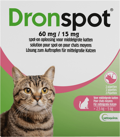 Dronspot 60 mg/15 mg Spot-On Chat Moyen>2,5-5Kg Pip2