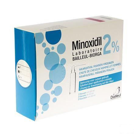 Minoxidil Biorga 2% Oplossing Cutaan Koffer Flacon 3x60 ml