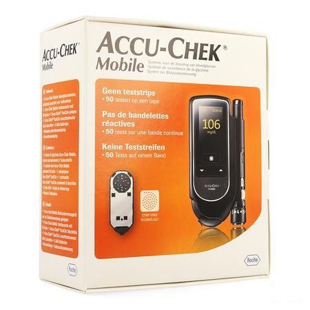 Accu Chek Mobile Startkit (50tests + meter + prikker) Belgie-mg/dl  -  Roche Diagnostics