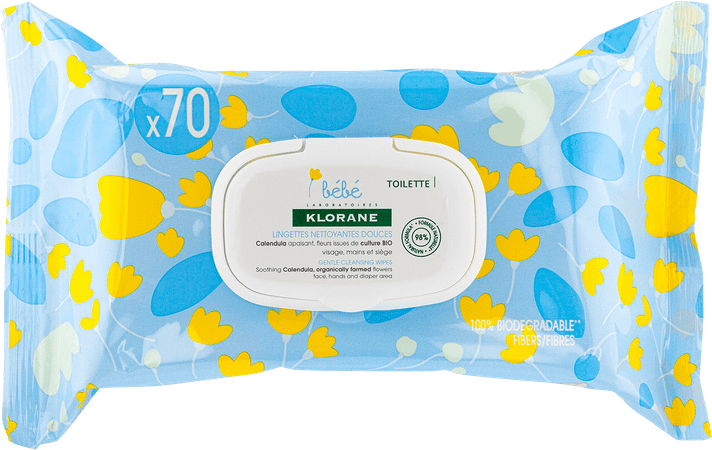 Klorane Baby Zachte Reinigingsdoekjes 70u