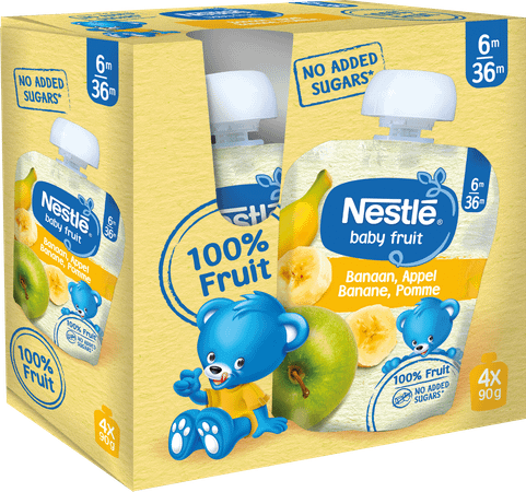 Nestle Baby Fruit Banaan Appel 4 x 90 gr