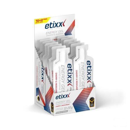 Etixx Ginseng & guarana Energy Gel Red Currant-cherry 12x50 gr