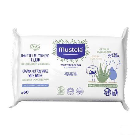 Mustela Bio Lingettes Coton Eau 60