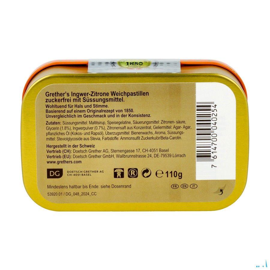 Grether'S Suikervrij Pastilles Gember-Citroen 110 g  -  Melisana