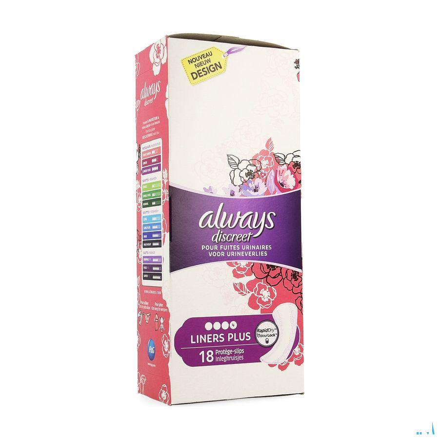 Always Discreet Incontinence Liners Plus Spx18