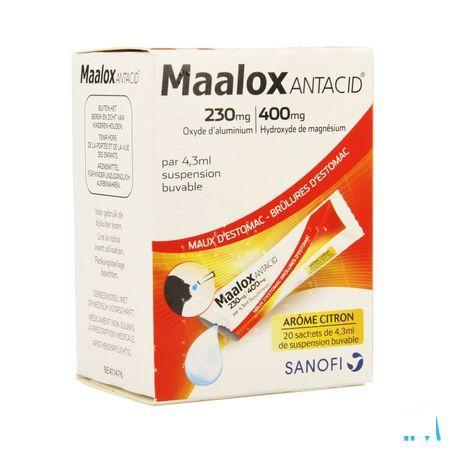 Maalox Antacid Lemon 230 mg/400 mg Suspension Or. 20x4,3 ml