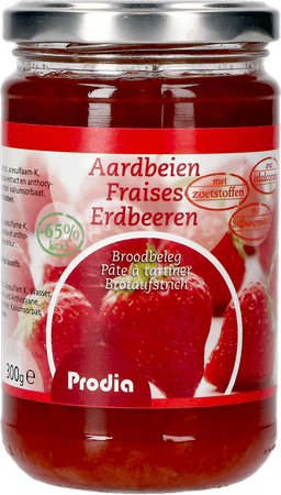 Prodia Broodbeleg Aardbei + Maltitol 300 gr 6071  -  Revogan