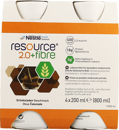 Resource 2.0 Fibre Chocolade 4x200 ml 12209495  -  Nestle