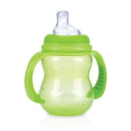 Nuby Trainingsfles Met Antilektuit - 240 ml - 6m +   -  New Valmar