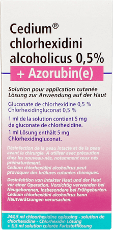 Cedium Chlorhexidini Gluc Alc 0,5% 250 ml + azorubine