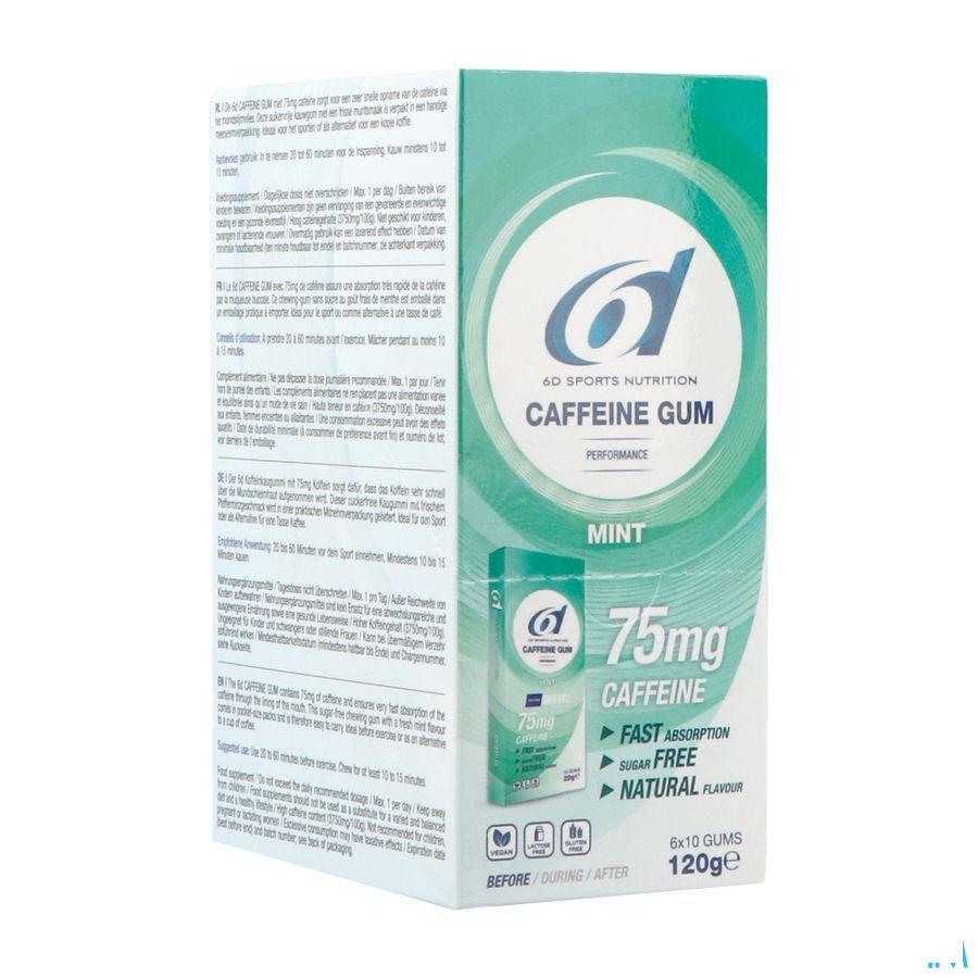 6D Sports Caffeine 75mg Gum Mint 60 x 2G