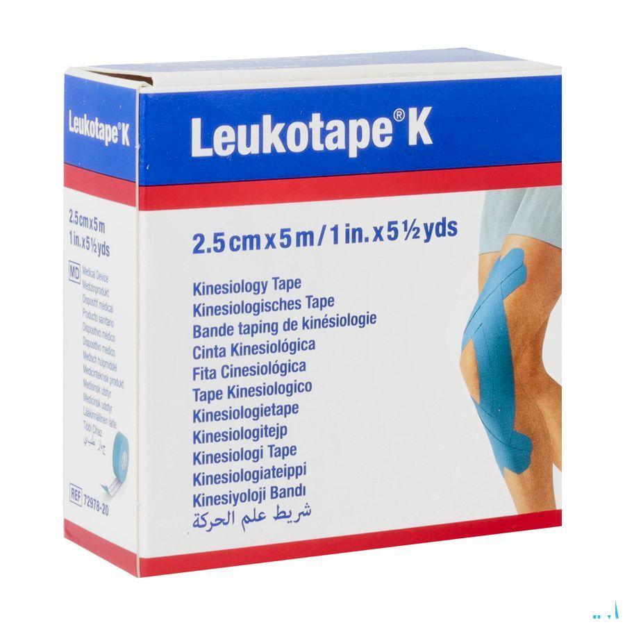 Leukotape K Kleefwindel Elast Blauw 2,5cm x 5m 1
