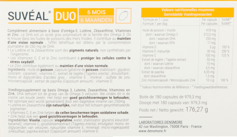 Suveal Duo 6M Caps 180