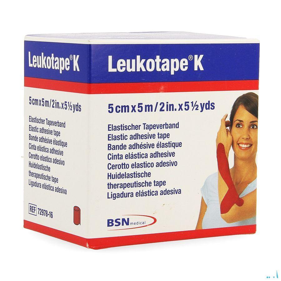 Leukotape K Kleefwindel Elast Rood 5,0cm x 5m 1