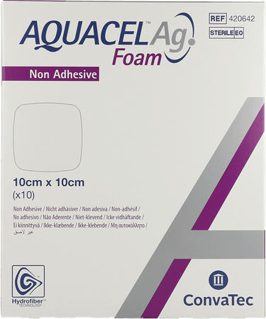 Aquacel Ag Foam Non Adhesief 10X10Cm 10