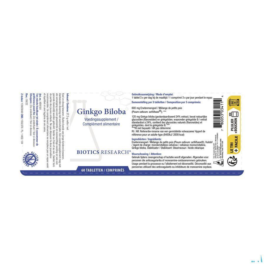 Biotics Ginkgo Biloba (24%) 60 comprimés  -  Energetica Natura
