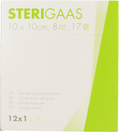 Sterigaas Kompres Steriel 8l 10,0x10,0cm 12x1